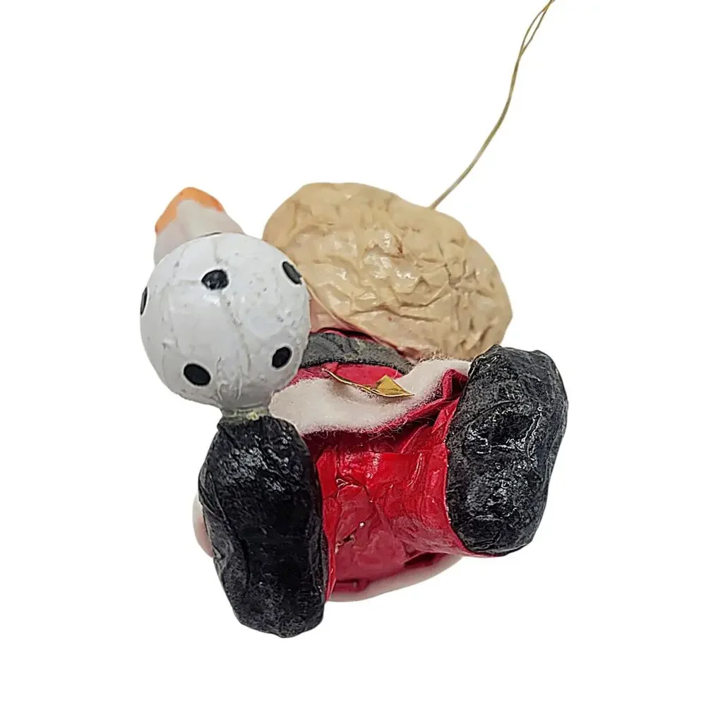 Vintage Paper Mache Santa Claus With Soccer Ball Christmas Ornament 3.5